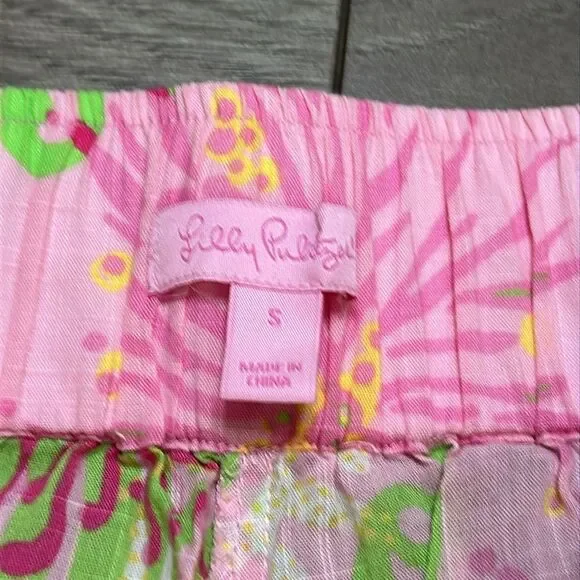 Lilly Pulitzer Mid Rise Wide Leg Pants Pink Green Size Small - Picture 12 of 13